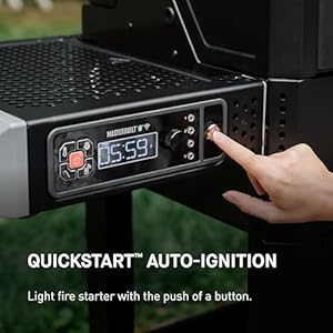 Masterbuilt AutoIgnite 545 Digital Charcoal Grill and Smoker Combo for Easy Grilling Digital Control App Sear Plate Mini Hopper and 545 BBQ Cooking Square In in Black