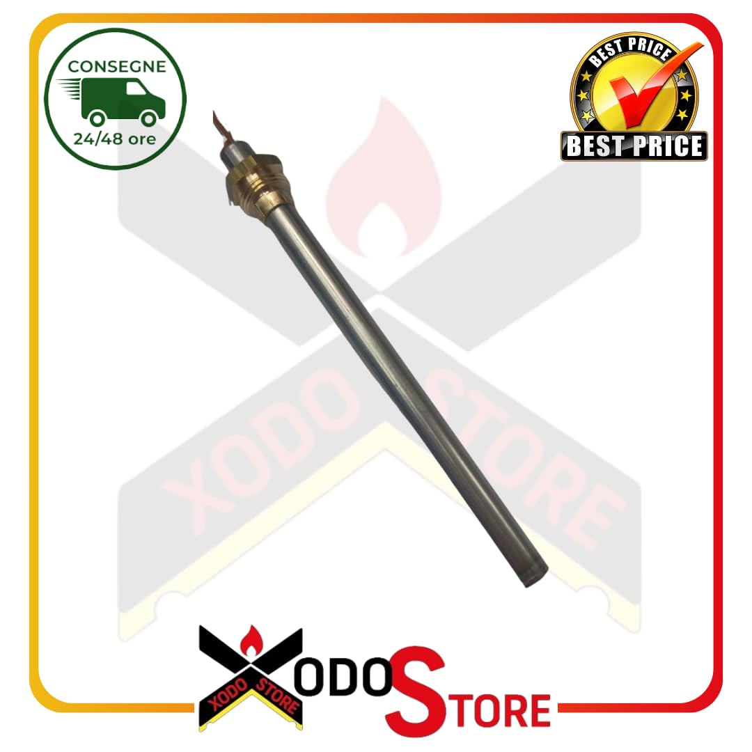 Xodo Store, Bougie d'allumage L. 148 mm Diam. 9,9 mm, 300 W. Pour poêles à granulés, Compatible avec AMG, Environnement et chaleur, CADEL, Nickel ou cuivre, 1 pièce