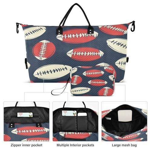 Travel Duffle Bag Weekender Bags Overnight Bag with Toiletry Bag Gym Duffel Bag American Football Pattern for Travel Business Trips Sport2