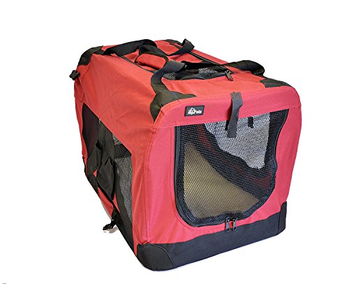 topPets Portable Soft Pet Crate or Kennel for Dog, Cat, or Other Small Pets. Great for Indoor and Outdoor (Maroon Red, Medium: 24"x16"x16")