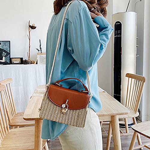 Women Mini Straw Woven Cross-body Shoulder Bag Top-handle Bag Handbag3