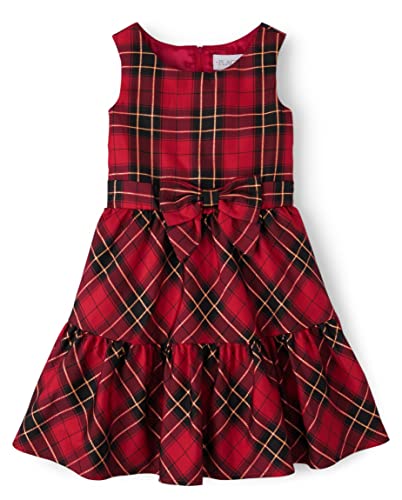 The Children's Place Girls' Short Sleeve Fashion Dress, Red Christmas Plaid, 6 #TOP27