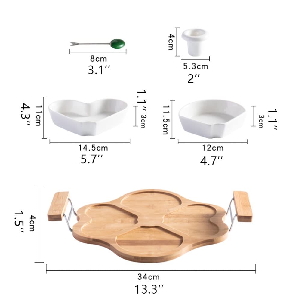 Kosz Owoców Bambusowy Drewno Owoce Miska Tacy Zestaw Miłość Kształt Kształt Ceramiki Siatka Dish Salon Room Kosz owoców do owoców Słodycze Desery Kosze Owoców Kuchnie