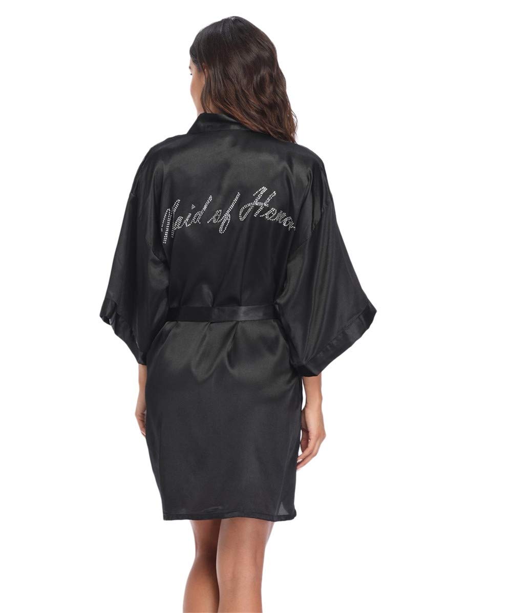 Super Shopping-zone Bride and Bridesmaid Robes with Rhinestones for Women Maid of Honor Robes for Bridal Party Robes
