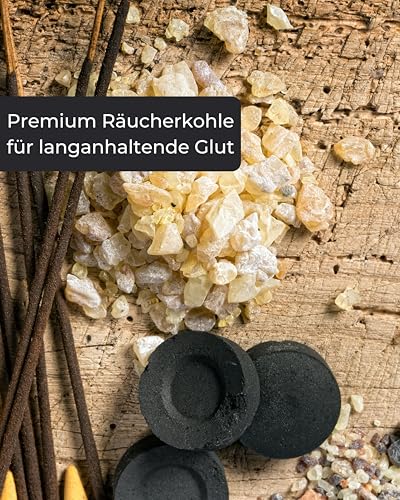 Incensera Räucherkohle Tabletten – Selbstzündende Kohle zum Räuchern von Weihrauch & Harzen – 3cm Kohletabletten für Räucherzubehör & Rituale