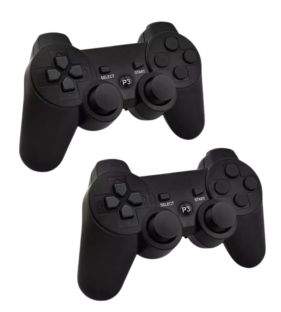 Generico Coppia Controller, 2 Joypad Senza Filo Wireless, Compatibile PC Plays. 3, Gamepad Analogico D. Shock Vibrazione, Coppia Pad Nero