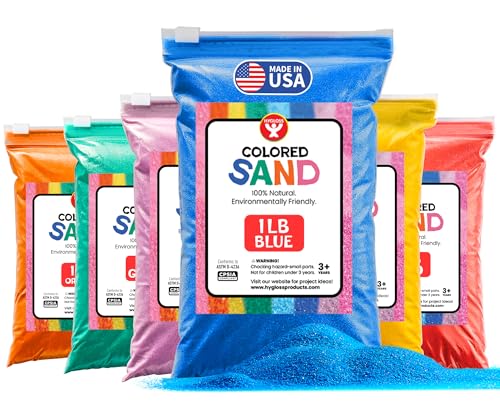 Hygloss Colored Sand for Crafts - 6 Assorted Colors Bags - 1 lb Vibrant Colorful Fine Sensory Play Sand Art Kits for Kids - Classroom Activities for Children 3 4 5 6 7 8 9 10 11 12 - Safe for Ages 3+