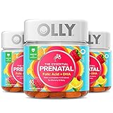 Olly Prenatal Multivitamin Gummy, Folic Acid, Vitamin D, Omega DHA, Chewable Supplement, 60 Gummies Citrus 3 Count