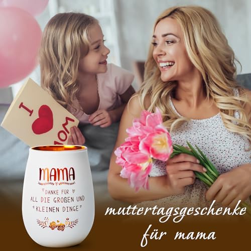 Surhik Muttertagsgeschenk für Mama, Windlicht mit Blumenmuster, Muttertagsgeschenke für Mama Oma Frauen,Personalisiert Geschenk Muttertag zum Geburtstag Weihnachten