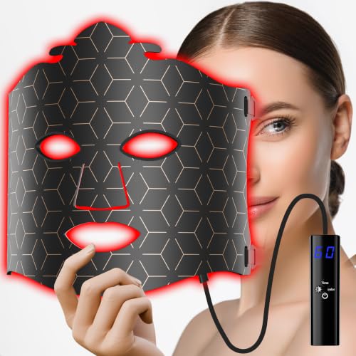 gelpal 7-1 Colors LED Facial Skin Care Mask,Red Light Mask for Face, Cordless Led Silicone Face Mask Light,Salon or Home,Black.