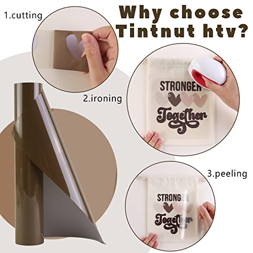 Image of Tintnut Light Brown Heat Transfer Vinyl - 10 inches x 6ft Nude HTV Bundle Brown Iron on Vinyl for T-Shirts DIY