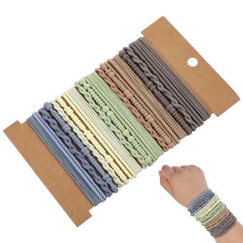20 Pcs Hair Tie Bracelets for Women, Boho Hair Ties, Natrule Style Elastic Hairs Tie Bracelet, Ponytail Holder for Thick or Thin, Boho Bracelets Ties No-Damage for Daily Life, Sport, Working