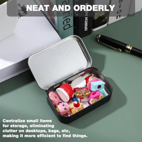 Image of HASTHIP 4Pcs Small Metal Tin Boxes with Lids - Rectangular Mini Storage Containers for Crafts, Candies, Spices, Travel & DIY, 9.5x6x2.2cm