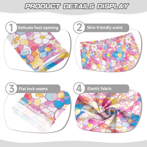 KLL Glass Flowers Texture Stained Toddler Baby Girl Cotton Leggings Stretch Full Length Workout Pants Gym3