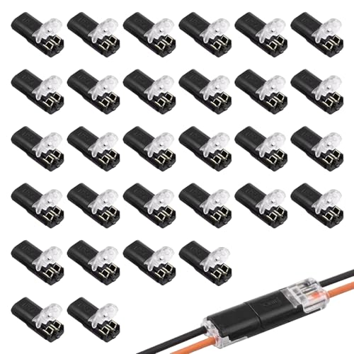 BOULESENM 30 Piezas Conector Impermeable 2 Cables,Conector Eléctrico Impermeable 12 V,Bornas de Conexion Electrica,Conectores Electricos,Conéctor Alambre de Baja Tensión para 18-22AWG cablé