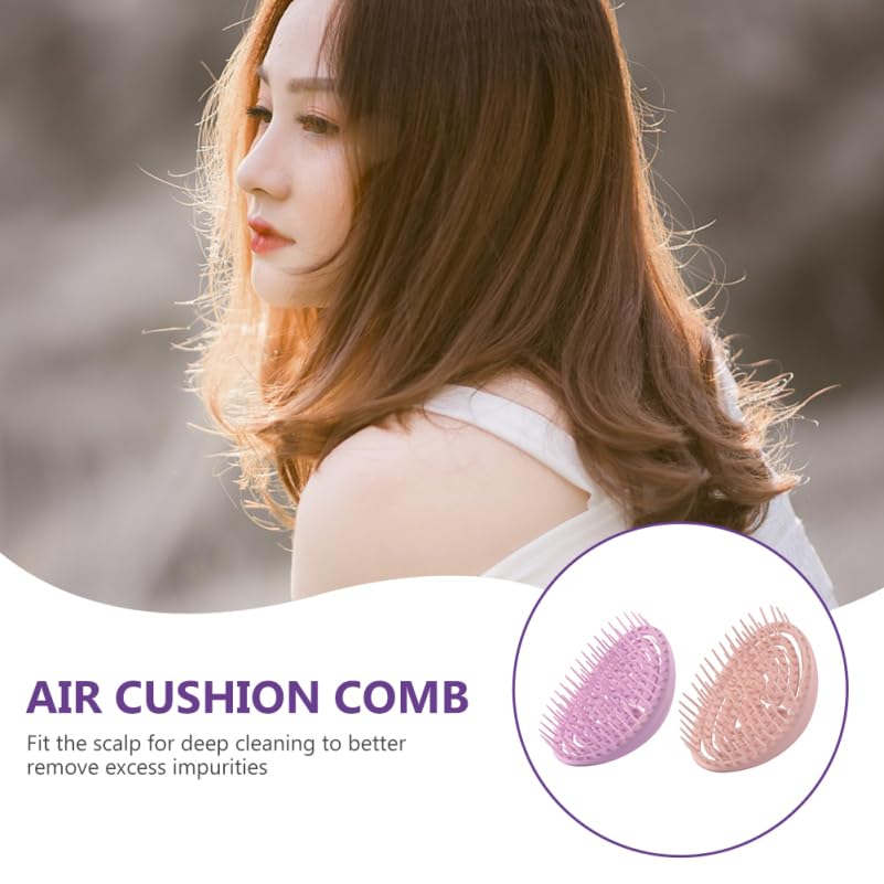 Miniatura 7 de Juego de peine de masaje para el cuero cabelludo del tamaño de la palma, 2 peines ligeros para el cabello abdominales para mujeres, masaje suave del