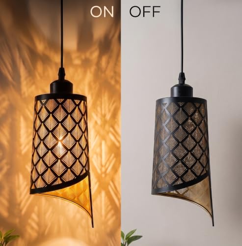 Image of DarkVision Metal Pendant Hanging Light with Tree Cutout Design Ceiling Lamp for Indoor Vintage Lighting Fixture for Dining Room, or Living Room and Home Decor (with Bulb)