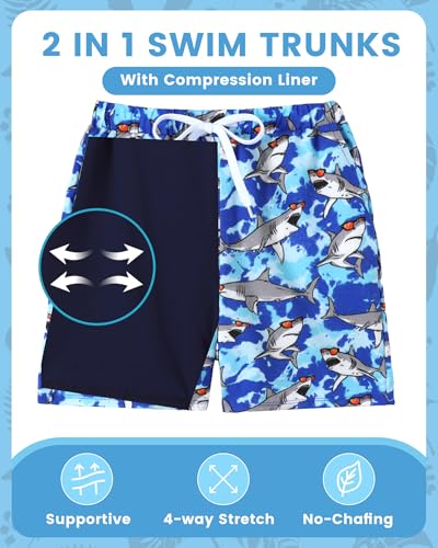 Boys Swim Trunks Quick Dry Compression Liner Swimsuit Shorts Kids Bathing Suit with Pocket UPF 50+ Swimwear 5-10 Years3