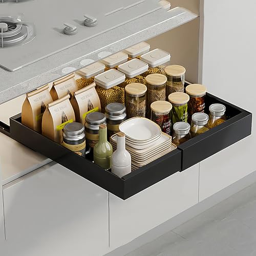 Impastatrice, organizer espandibile con cassetti estraibili, senza bisogno di forare, soluzione salvaspazio per cucina, dispensa e bagno.