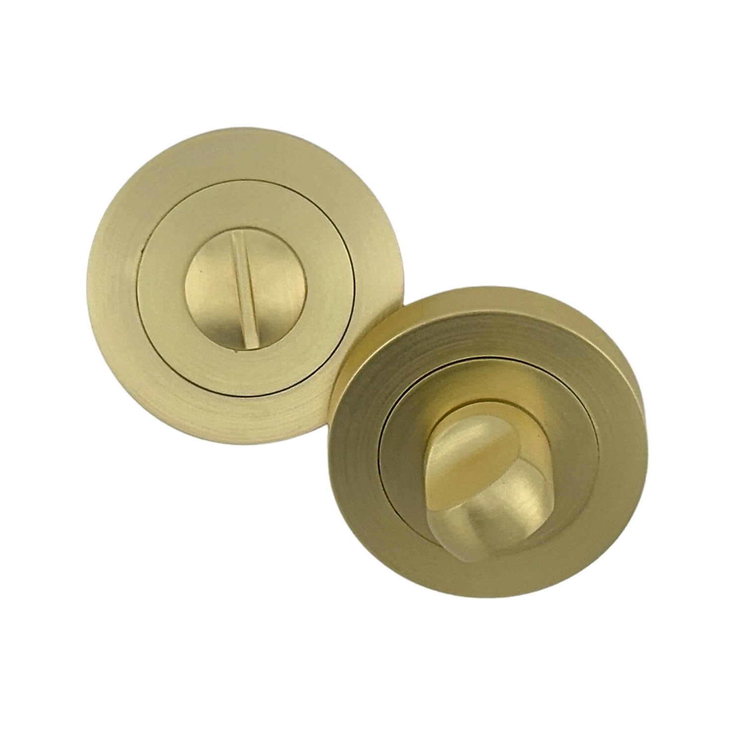 AXS Hardware Bathroom Turn & Release with Deadbolt, Antique Brass, Emergency Release, Single, 44mm Backset, 54mm Backset, Aluminium, Privacy Locking (Satin Brass, Turn & Release Only)