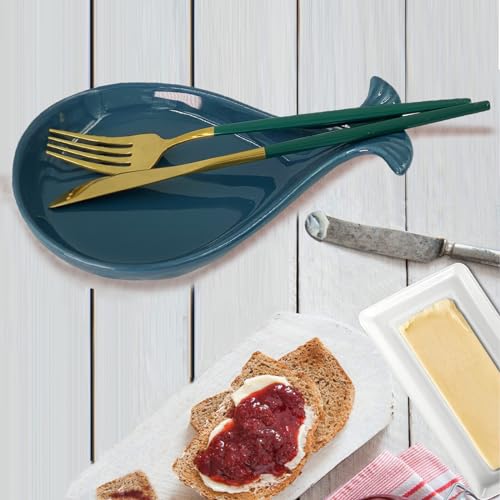 Whale Spoon Rest for Stove Top, Ceramic Spoon Holder for Kitchen Counter, Modern Farmhouse Kitchen Décor, 7.8 x 4.8 Inches (Navy Blue) - Image 3