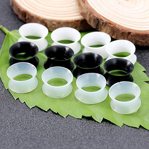 Cisyozi 10G-50mm Thin Silicone Gauges for Ear Flexible Double Flare Gauges Tunnels Expander Stretching Gauge Earlets Plugs Gauges Kit Earlets Retainer Same Sizes 3 Colors4