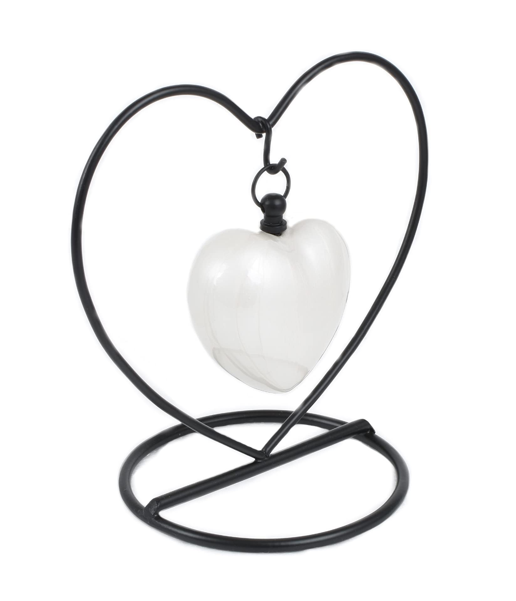 Cremation keepsake urn for ashes Heart in my heart Exclusive Protected Design With Box & Stand (Pearl White) — image 1