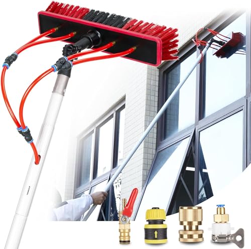 Image of 26 FT Solar Panel Cleaning Kit, Window Cleaning System, 20M Hose & Rotating BrushHead, Washing Equipment Window Cleaner Tool Water Fed Pole Kit for Roof Caravan Solar Panel