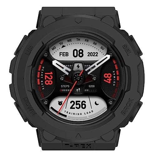 Image of YODI Soft TPU Case Cover for Amazfit T-REX 2 Smartwatch only Removable Flexible Screen Protector Watch Cases for Men and Women Anti Scratch 360 Degree Full Protection (Case Black)