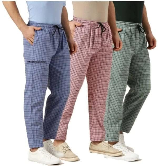 awala fashion Men's Super Combed Cotton Checkered Pyjamas [Pack of 3]-picture-13