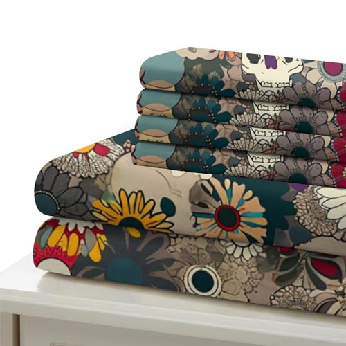 Parure de couette microfibre imprimé crâne 3D avec fermeture éclair - 6