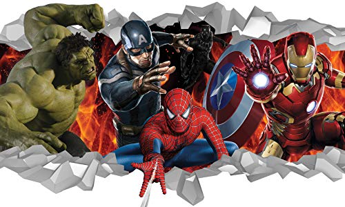 Chicbanners Sticker mural autocollant 3D Motif super-héros V555 1000 mm de large x 600 mm de profondeur