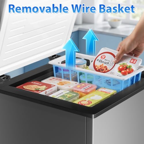 Image of LifePlus Small Chest Freezer - Compact Deep Freezer 7 Adjustable Temperature with Removable Basket, 3.5 Cubic Feet Energy Saving Super Quiet for Garage, Office, Kitchen, or Apartment