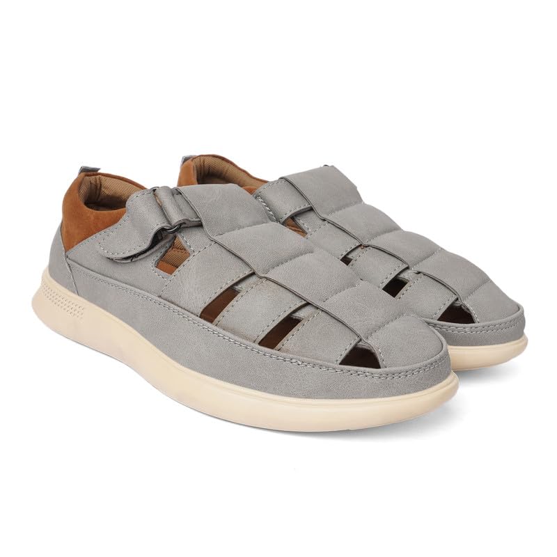 SNATCH Men's Feather Style Comfortable Dress Sandal Stitched Hook & Loop Sandal daily use-image-46