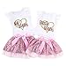 Baby Girls Little Big Sister Conjuntos a Juego Camisa de Manga con Volantes Tops Conjunto de Falda de tutú de Lentejuelas (Little Sister-12-24 Meses, White+Pink)