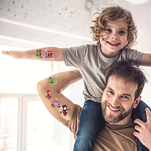 Spidey And His Amazing Friends Temporary Tattoos For Kids,60Pcs Spidey Party Favors Party Supplies Tattoos,Cute Fake Tattoos Stickers Cartoon Party Decorations For Kids Boys Girls Party Gifts Birthday Decorations Rewards Gifts #TOP3