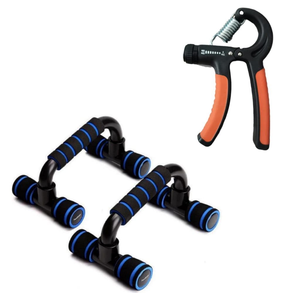Vuvail Push Up Bar Stand And Adjustable Hand Gripper Combo Pack Set| Grip Strengthener| Chest Arms Back Equipment| Home Gym Fitness Tools for Men | Upper Body Workout Core Wrist Forearm Exercise Kit | Non-Slip Design-image-28