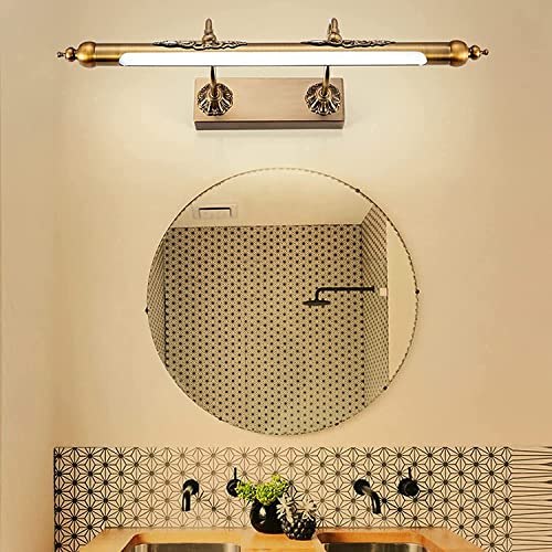 Miroir LED avant rétro avec lampe murale réglable en laiton, éclairage de maquillage sur prise - 4