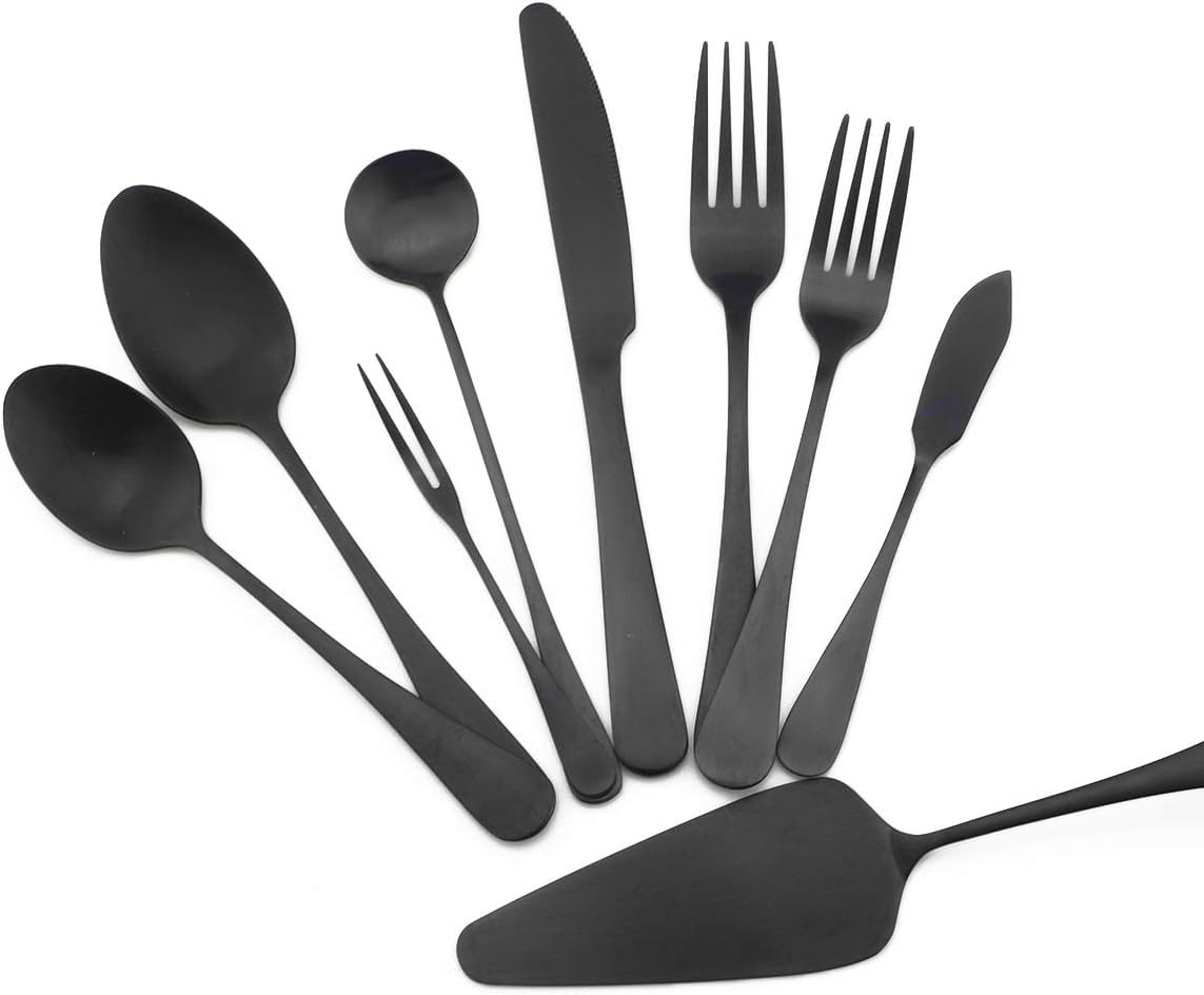 Set di Posate in Acciaio Inossidabile Nero Opaco, Set da 20 Pezzi per 4 Persone, Forchetta, Coltello E Cucchiaio Resistenti alla Ruggine, Set di Posate Moderno Black Silverware Set