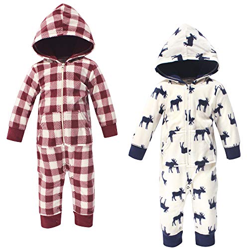 Little Treasure Unisex Baby Fleece Jumpsuits and Coveralls, Moose Baby, 0-3 Months
