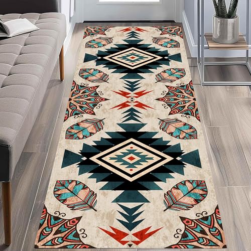 Alfombra geométrica de 120x360 cm lavable para pasillo largo 3