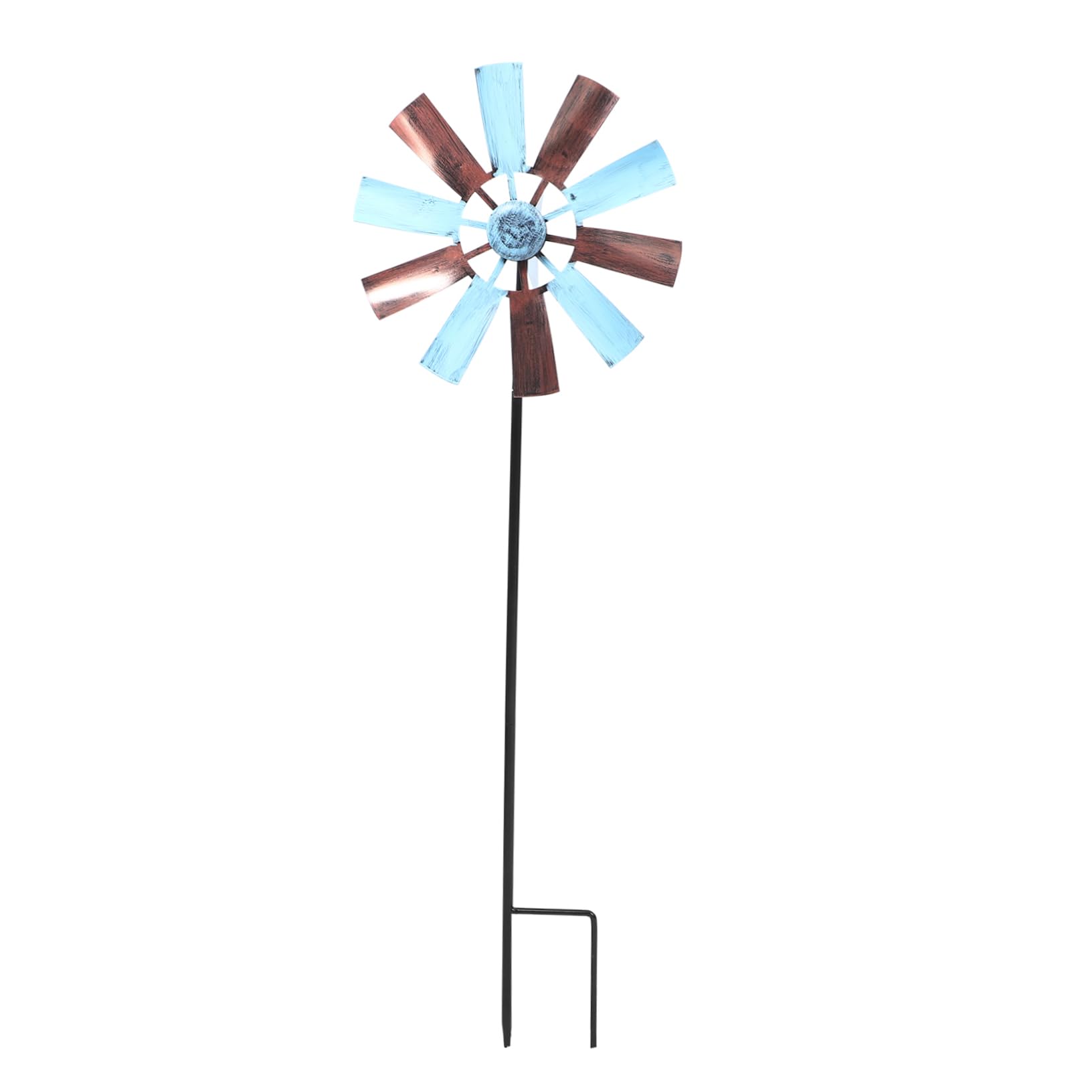 Molino De Viento Decorativo Grande para Jardín y Patio, Molinillo De Viento Metálico Resistente, Diseño Bicolor Vintage, Adecuado para Decoración Exterior y Césped