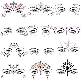 SIQUK 12 Sets Face Jewels Stick on Face Gems Stickers Adhesive Face Crystals Rhinestone Face Jewel for Rave Festival Party