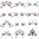 SIQUK 12 Sets Face Jewels Stick on Face Gems Stickers Adhesive Face Crystals Rhinestone Face Jewel for Rave Festival Party