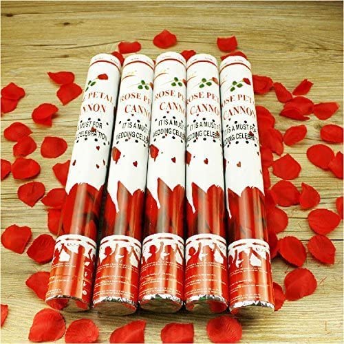 C R Tradelink Big Size 40cm Rose Petal Party Poppers Confetti for Anniversary, Party, Birthday,Wedding Anniversary Air Sparkle/Sparkle Shooter (Pack of 5)