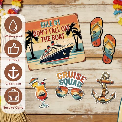 Image of Kanayu 6 Pcs Retro Tropical Cruise Door Decorations Magnetic Large Sea Navigation Ship Decorations Magnets Nautical Anchor Cruise Decor Car Fridge Magnet Decal for Carnival Stateroom Door