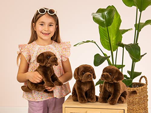 Teddy Hermann 91958 Hund Labrador sitzend Dunkelbraun 25 cm, Kuscheltier mit idealem Recyclinganteil (Füllmaterial)