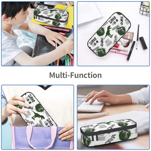 Image of Dinosaur Pencil Case Aesthetic Large Capacity Pen Pouch | Storage Bag with Compartments for Travel School Office Organizer