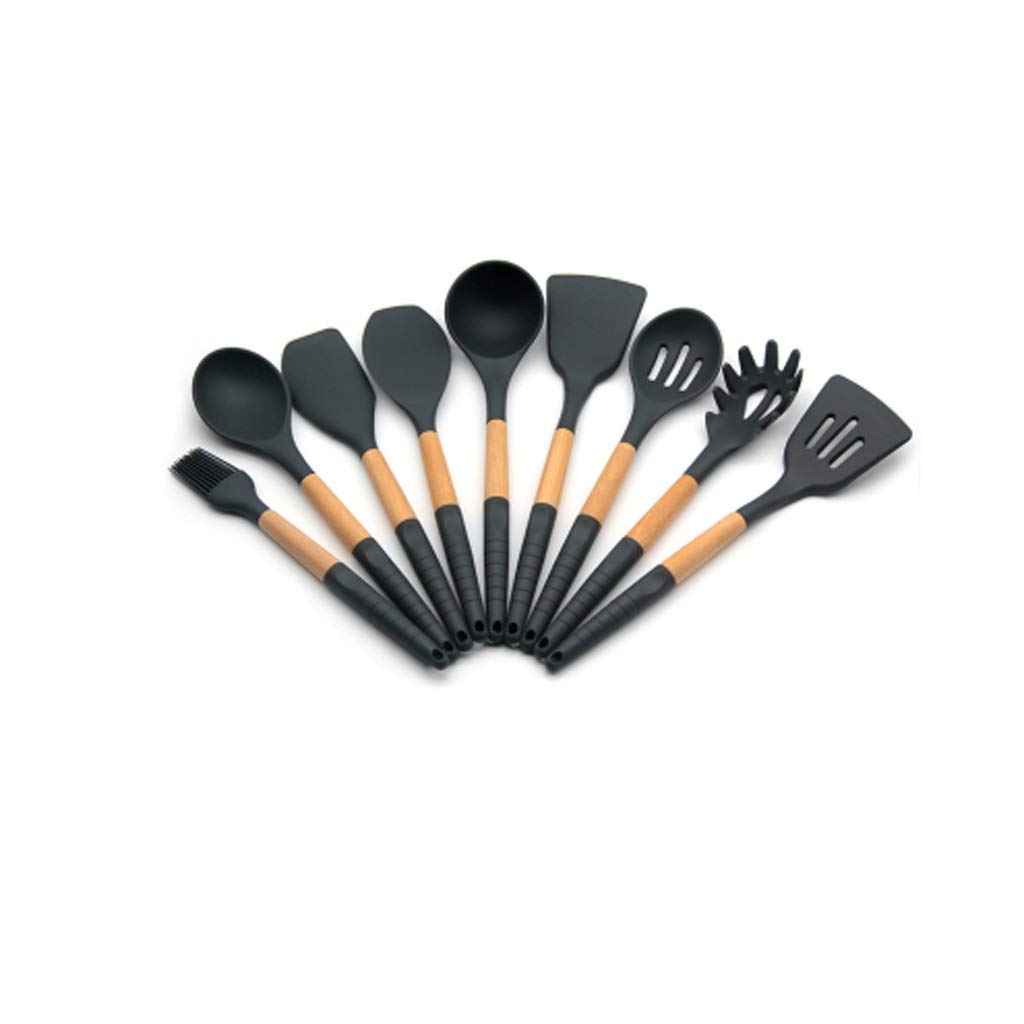 Utensilios de Cocina de Silicona, Juego de 9 Piezas, Mango Antideslizante, Utensilios de Cocina antiadherentes, espátula de Cocina, Herramienta de Cocina