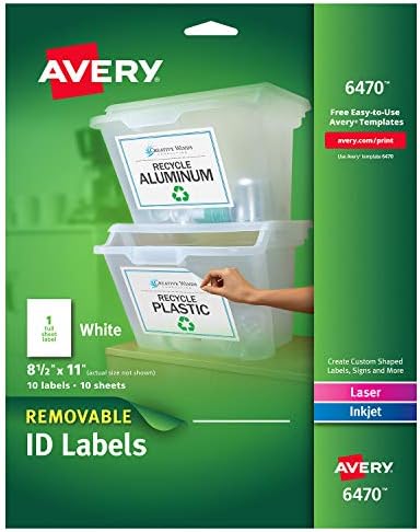 Amazon.com : Avery White Removable Multipurpose Labels, 8.5 x ...